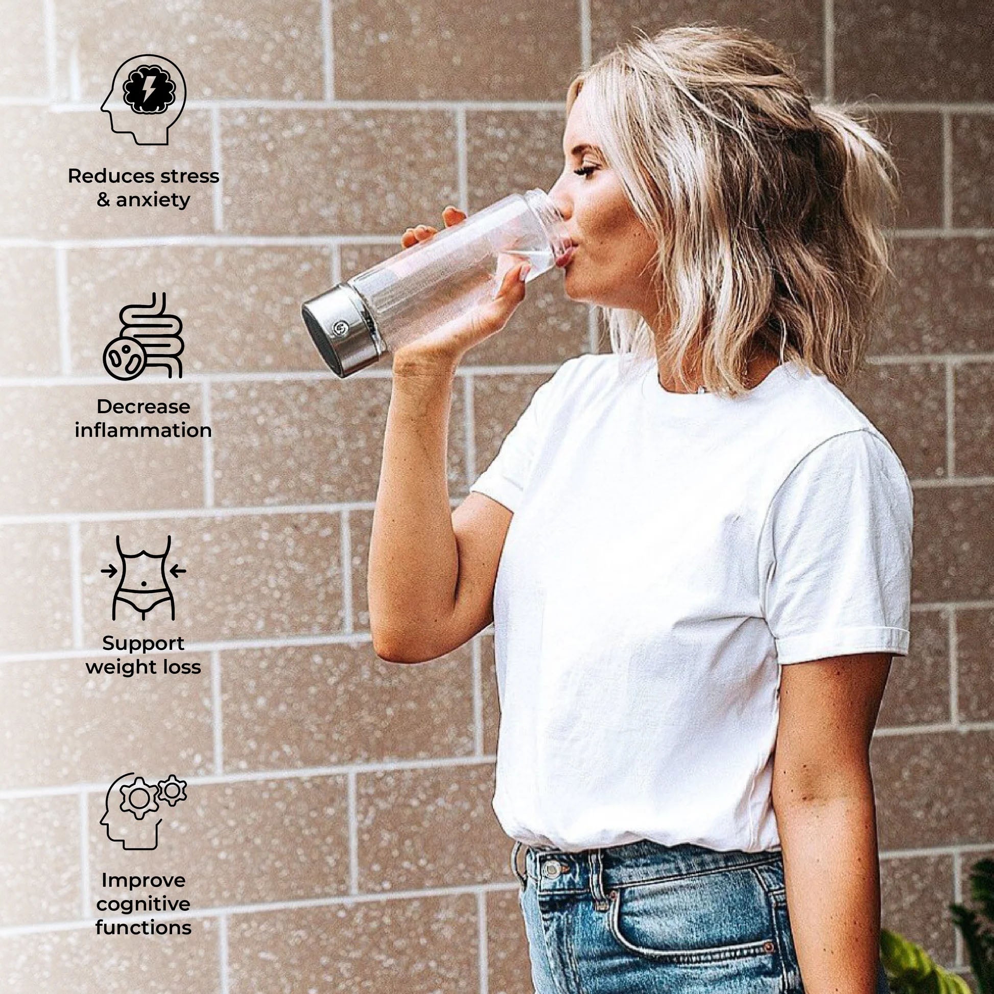 Voted #1 Hydro Water Bottle
Hydrogen Infused Water
Unlock the ultimate hydration experience with our cutting-edge hydrogen-infused water bottle. Boost energy, improve recovery, and nourish your body with powerful antioxidants in every sip. Take control of your health today!